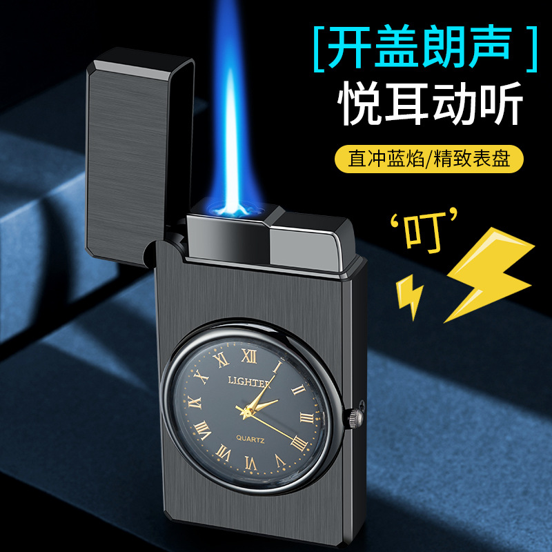时钟手表直冲充气带时钟的打火机带表创意金属点烟器个性活动礼品 - 图0