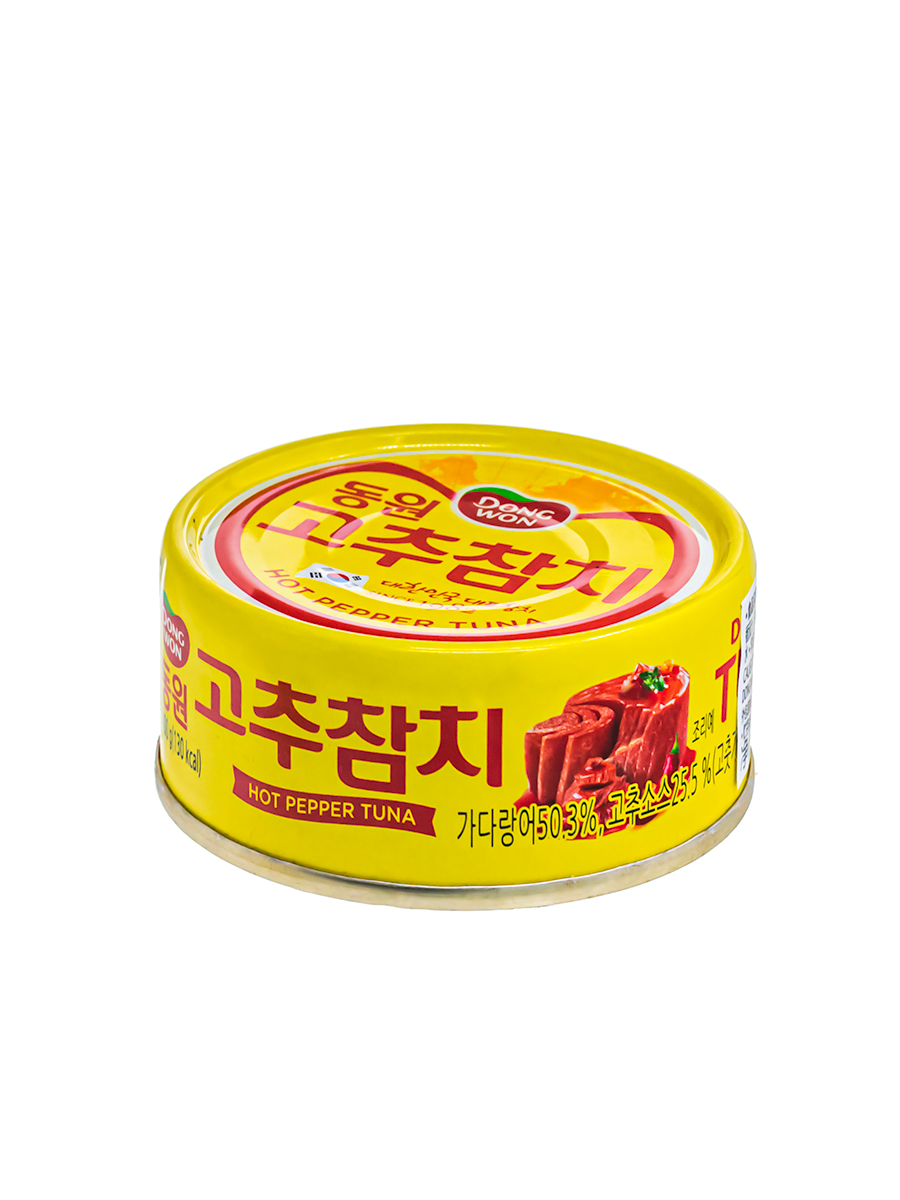 韩国DONGWON/东远辣椒金枪鱼罐头辣椒吞拿鱼罐头开罐即食100g每罐 - 图1