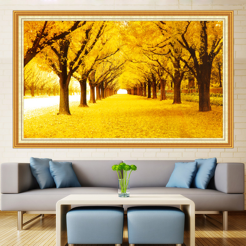 黄金满地山水画贴纸新中式风景墙贴沙发电视背景墙自粘客厅装饰画,淘宝优惠券,粉丝福利购,淘宝优惠卷