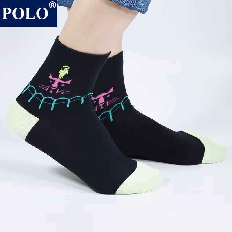 polo个性百搭秋冬吸湿排汗中筒袜 品伦内衣短袜/打底袜/丝袜/美腿袜