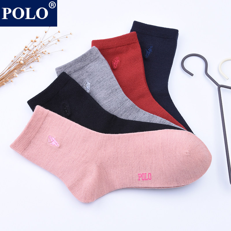 polo羊毛秋冬款中厚纯色百搭中筒袜 品伦内衣短袜/打底袜/丝袜/美腿袜