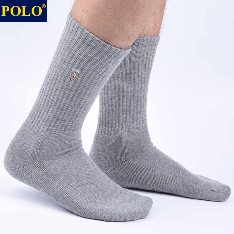 polo男纯色百搭秋冬吸湿排汗中筒袜 品伦内衣短袜/打底袜/丝袜/美腿袜