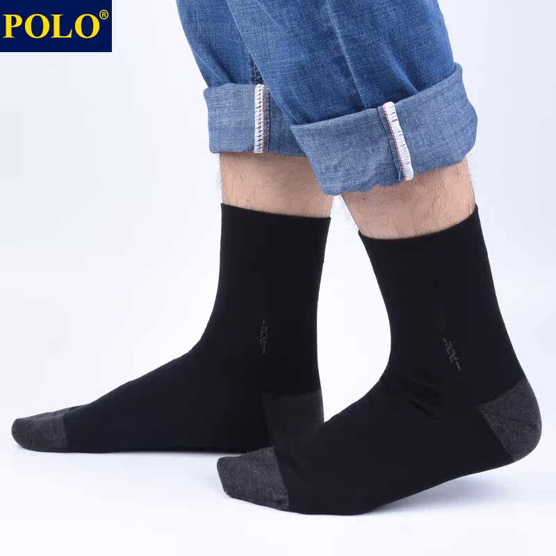 polo男条纹学院风秋冬款保暖中筒袜 品伦内衣短袜/打底袜/丝袜/美腿袜