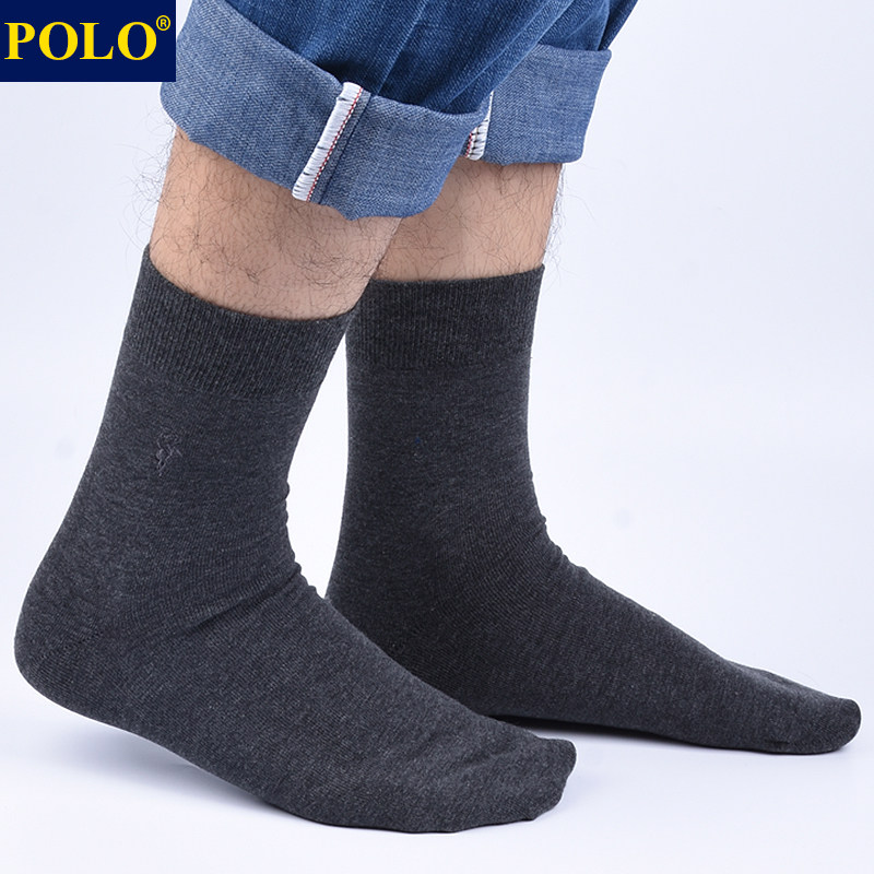 polo男黑色商务秋冬厚款休闲中筒袜 品伦内衣短袜/打底袜/丝袜/美腿袜