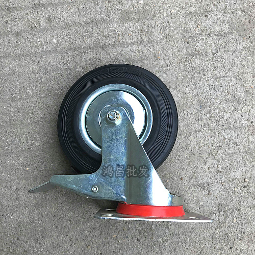 3寸4寸5寸黑色工业橡胶静音万向带刹车脚轮 手推车工具车定向单轮,淘宝优惠券,粉丝福利购,淘宝优惠卷