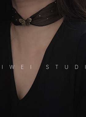 「迷雾里」氛围法式蝴蝶choker纯欲风蕾丝遮颈纹锁骨链项圈复古女