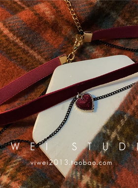 一见倾心爱心丝绒颈链锁骨链