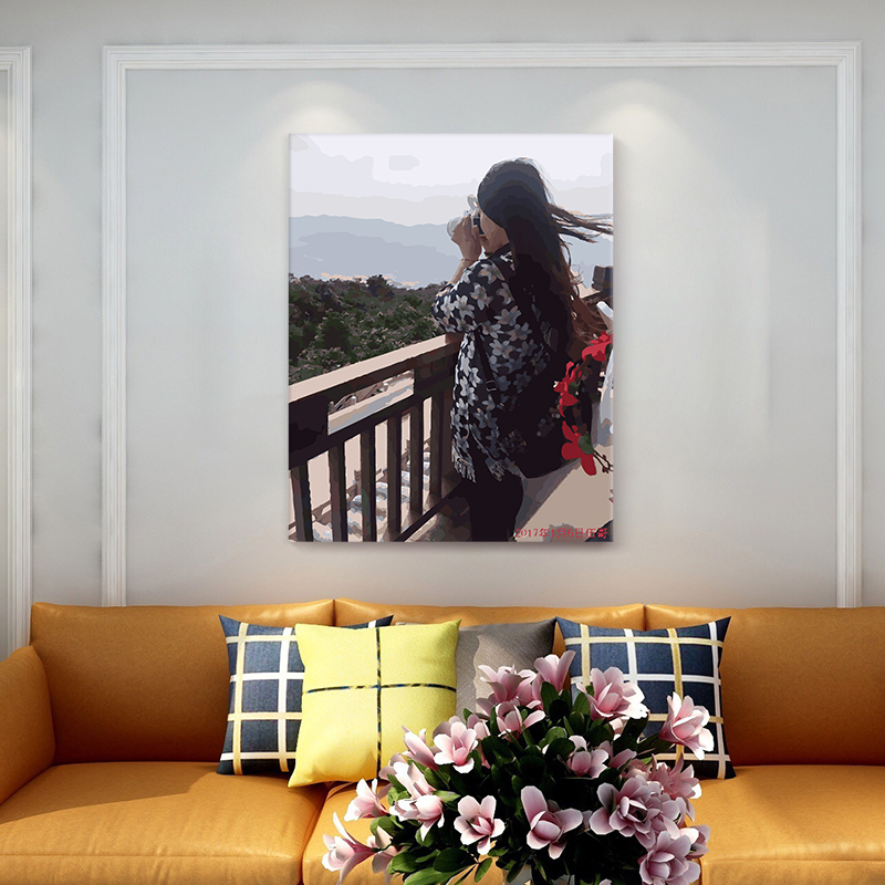 diy数字油彩画定制照片手工手绘减压装饰画填色填充人物自绘油画 - 图1