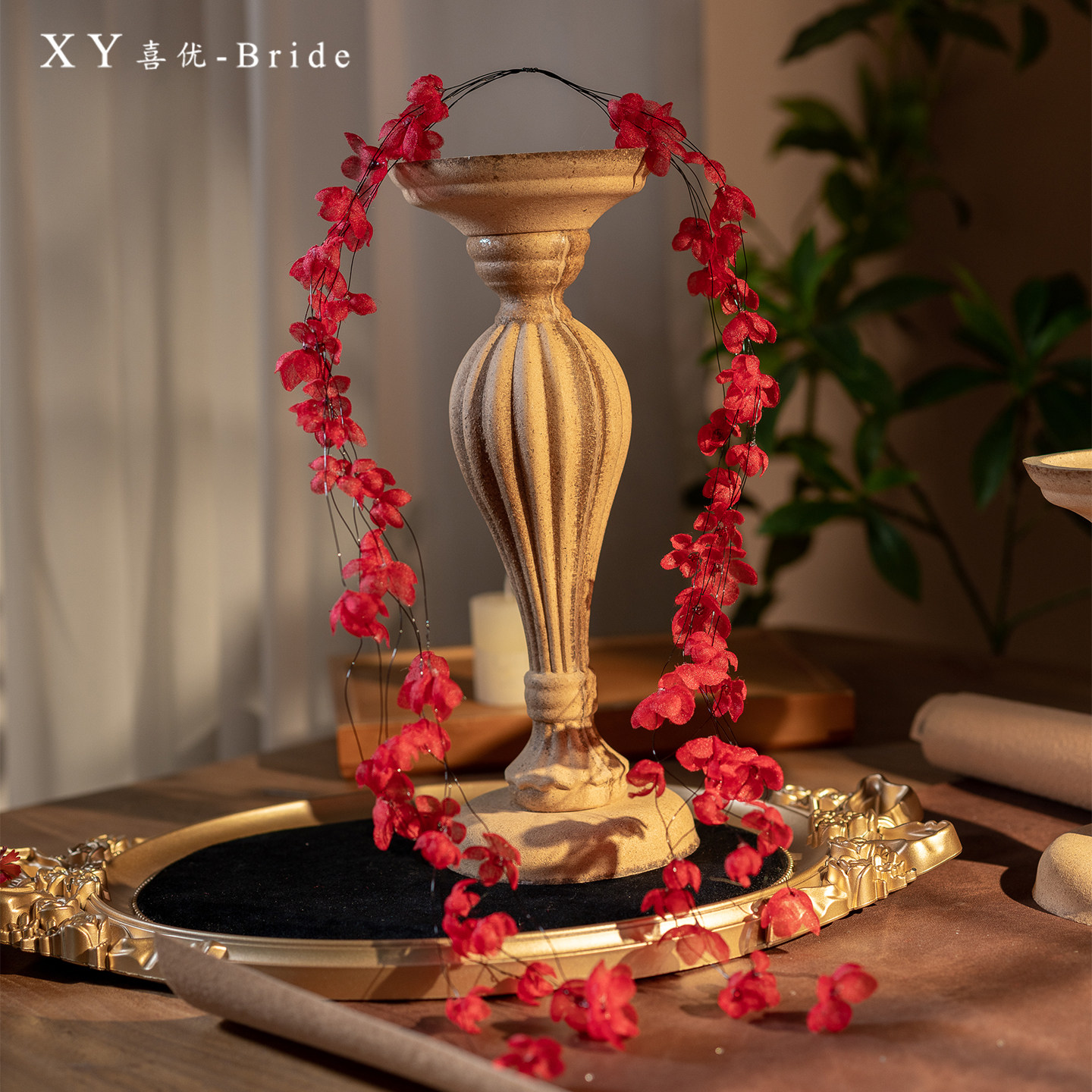 喜优新款酒红色花朵流苏新娘复古婚礼婚纱旅拍写真发饰结婚头饰,淘宝优惠券,粉丝福利购,淘宝优惠卷