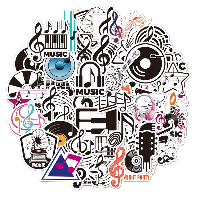 50 musical notes cartoon creative notebook guitar stickers