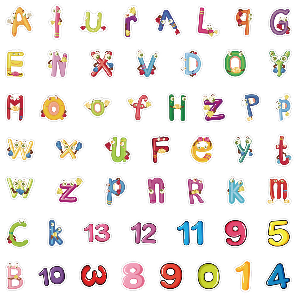 100张字母英文数字卡通儿童贴画笔记本平板笔筒玩具盒装饰diy贴纸