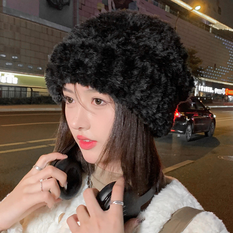 毛绒帽子女2022新款针织毛线帽秋冬大头围显脸小加厚保暖护耳冷帽,淘宝优惠券,粉丝福利购,淘宝优惠卷