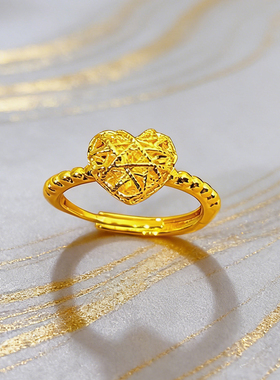 香橙朵朵女童黄铜镀金开口戒指