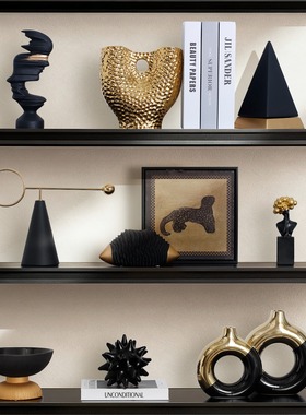 意式极简书柜装饰摆件套装