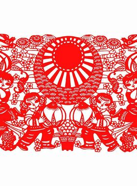 五十六民族团结系列爱国手工剪纸
