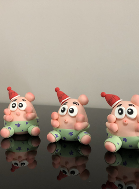 软萌派大星情绪稳定桌面小摆件可爱车载装饰用公仔玩偶树脂纯手工