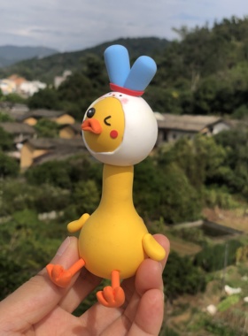 超可爱的小黄鸭个性桌面摆件车载装饰用公仔玩偶纯手工树脂可送礼