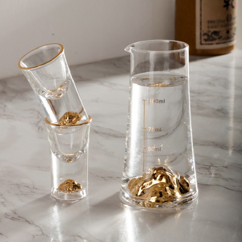 中式金山水晶玻璃分酒器白酒杯家用高端江山酒具酒壶带刻度烈酒杯,淘宝优惠券,粉丝福利购,淘宝优惠卷