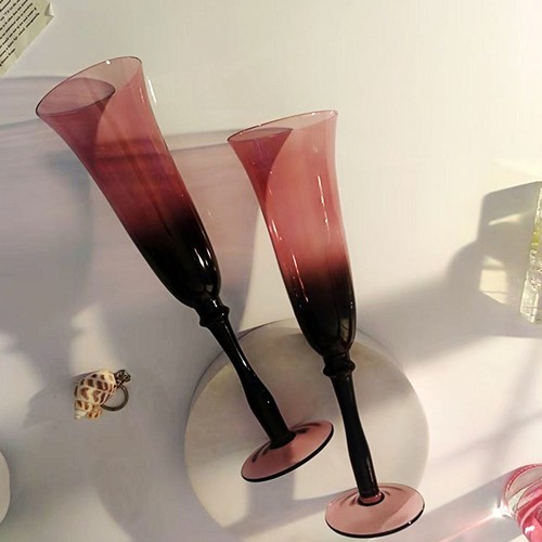 欧式复古渐变紫手工水晶玻璃香槟杯红酒高脚杯气泡甜酒杯红酒杯子 - 图2