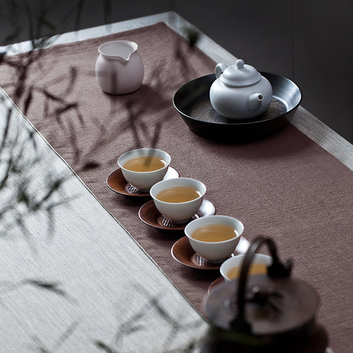 颜堂日式棉麻布艺茶席防水禅意桌旗大号竹茶桌布旗桌垫茶具定制 - 图0