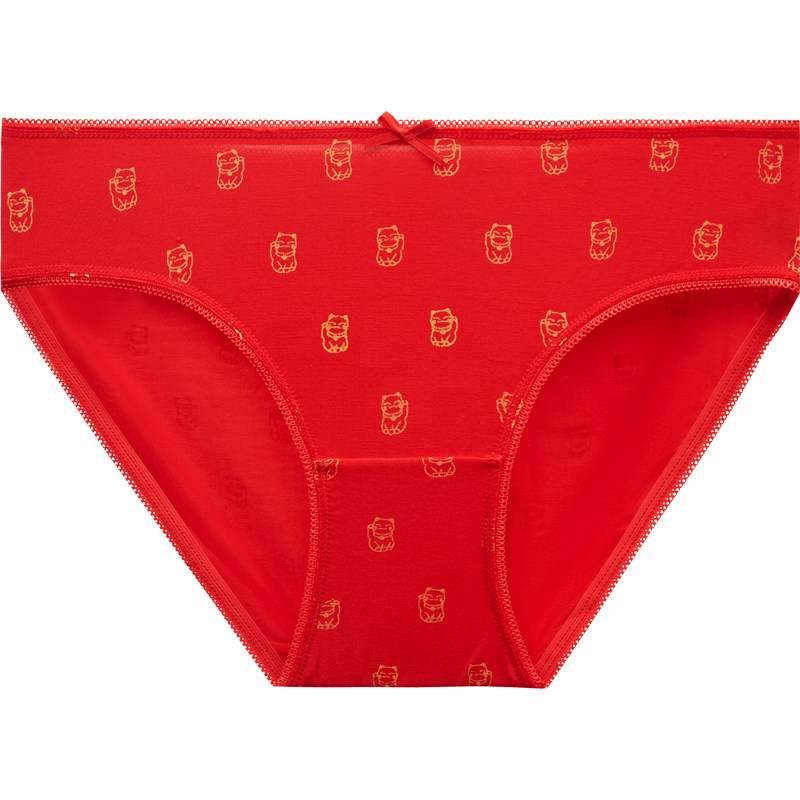 棉花共和国女本命年招财猫印花红内裤莫代尔舒适柔软性感51113516,淘宝优惠券,粉丝福利购,淘宝优惠卷