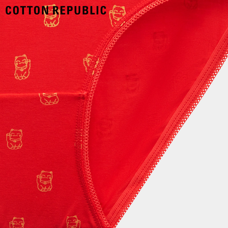 棉花共和国女本命年招财猫印花红内裤莫代尔舒适柔软性感51113516,淘宝优惠券,粉丝福利购,淘宝优惠卷