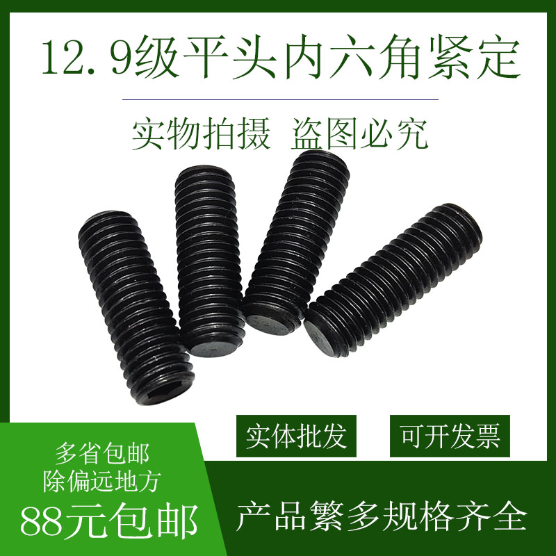 12.9级平端内六角紧定螺丝机米顶丝无头止付螺钉M16M20