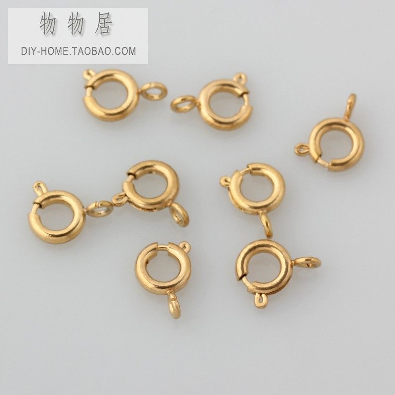 不锈钢钛钢镀18K金弹簧扣圆形扣手链扣项链扣子diy手工材料配件,淘宝优惠券,粉丝福利购,淘宝优惠卷