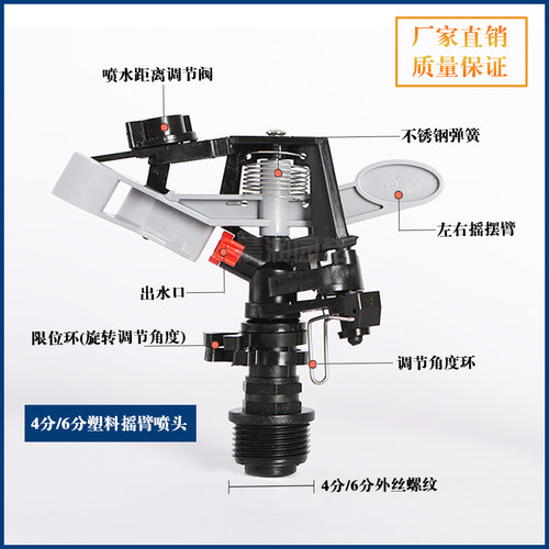 喷灌草坪摇臂喷头360度旋转洒水灌溉 园林园艺降温除尘农用喷水器 - 图2