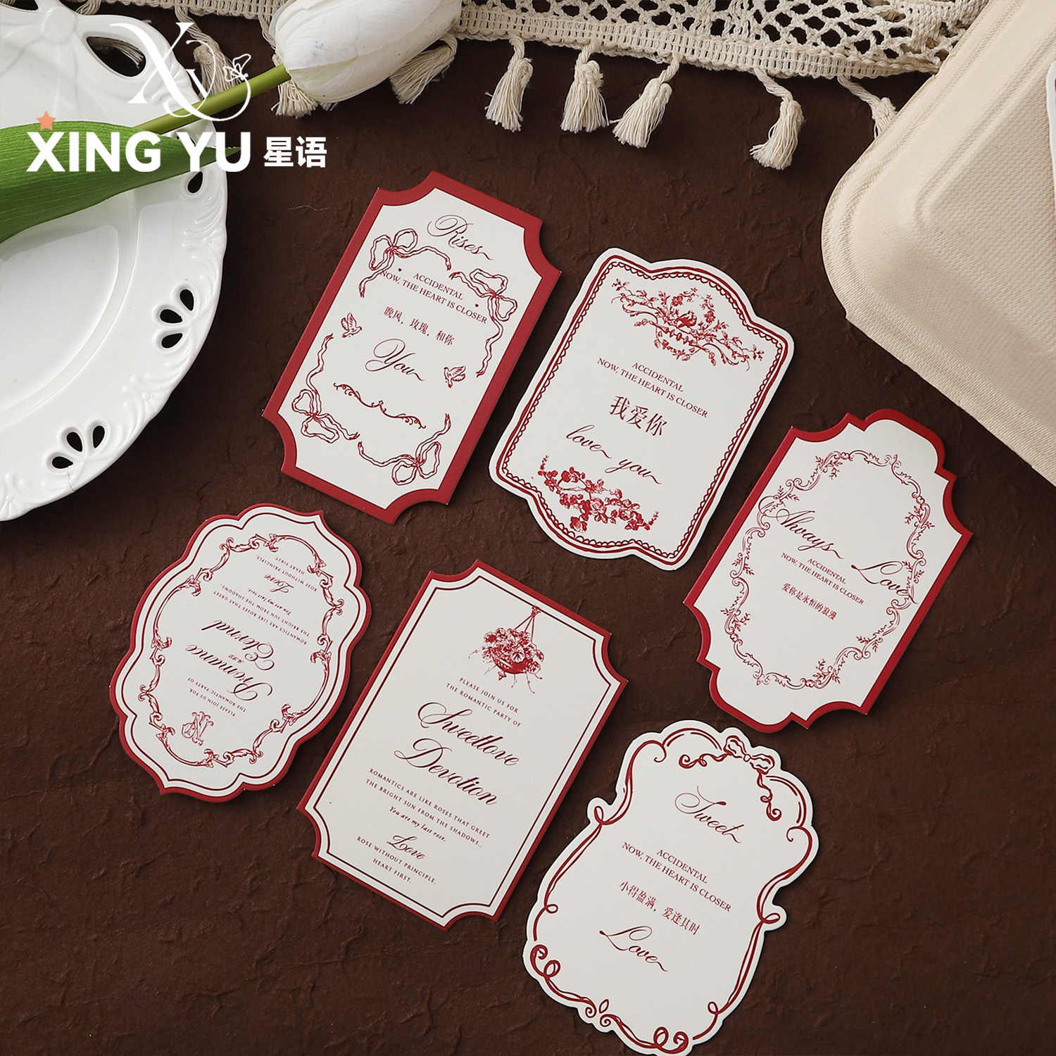 星语【2.14情人节新品】英文烫金吊卡鲜花装饰贺卡diy花艺明信片,淘宝优惠券,粉丝福利购,淘宝优惠卷