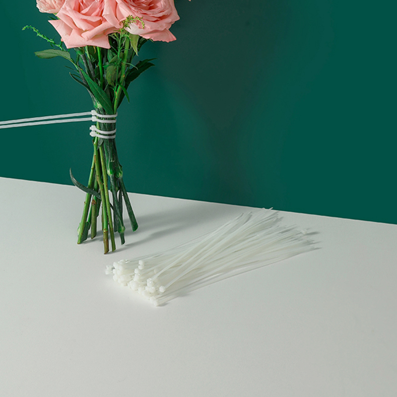 白色尼龙花束扎带鲜花包装材料花店用品塑料自锁式尼龙扎带卡扣 - 图2