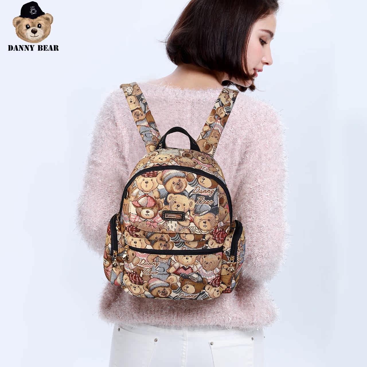 丹尼熊新品学生女包学院风双肩包 dannybear酷玛仕双肩背包