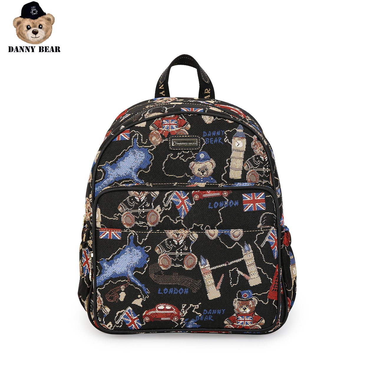 丹尼熊2020休闲布学生女黑色双肩包 dannybear酷玛仕双肩背包