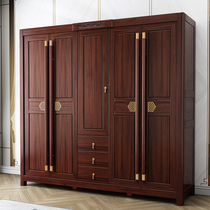 New Chinese-style Ukim wood full solid wood wardrobe bedroom Home Three-45 pairs of open door log containing lockers