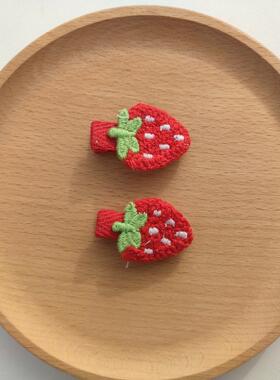 新年款草莓樱桃手工制作婴幼儿全包布发夹宝宝汗毛发卡夹子头饰
