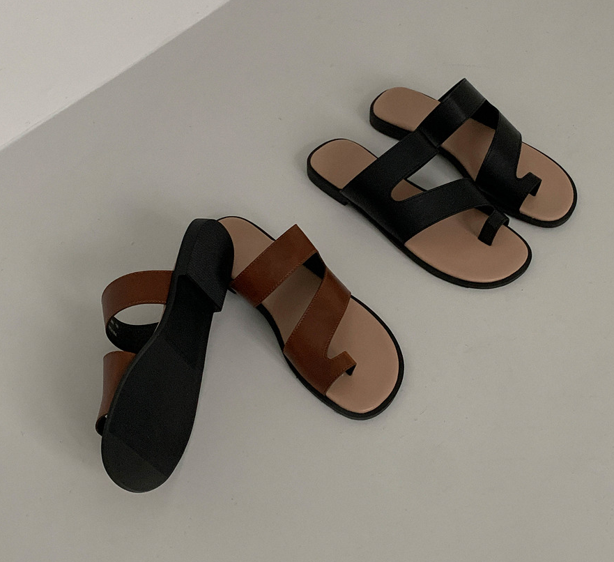 套趾低跟外穿凉拖鞋女夏新款纯色休闲度假平底罗马鞋衣玲女鞋潮,淘宝优惠券,粉丝福利购,淘宝优惠卷