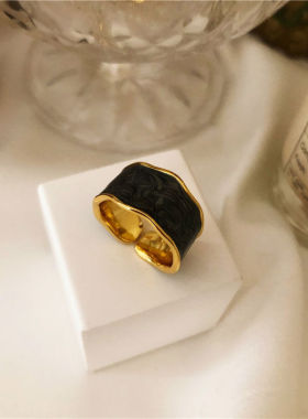 韩国ins珍珠白滴釉复古开口戒指