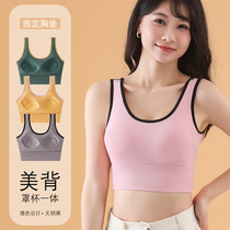 Pure cotton beauty back bra fixed cup lingerie women running sports vest flat breasts small breasts for students to rub their chest