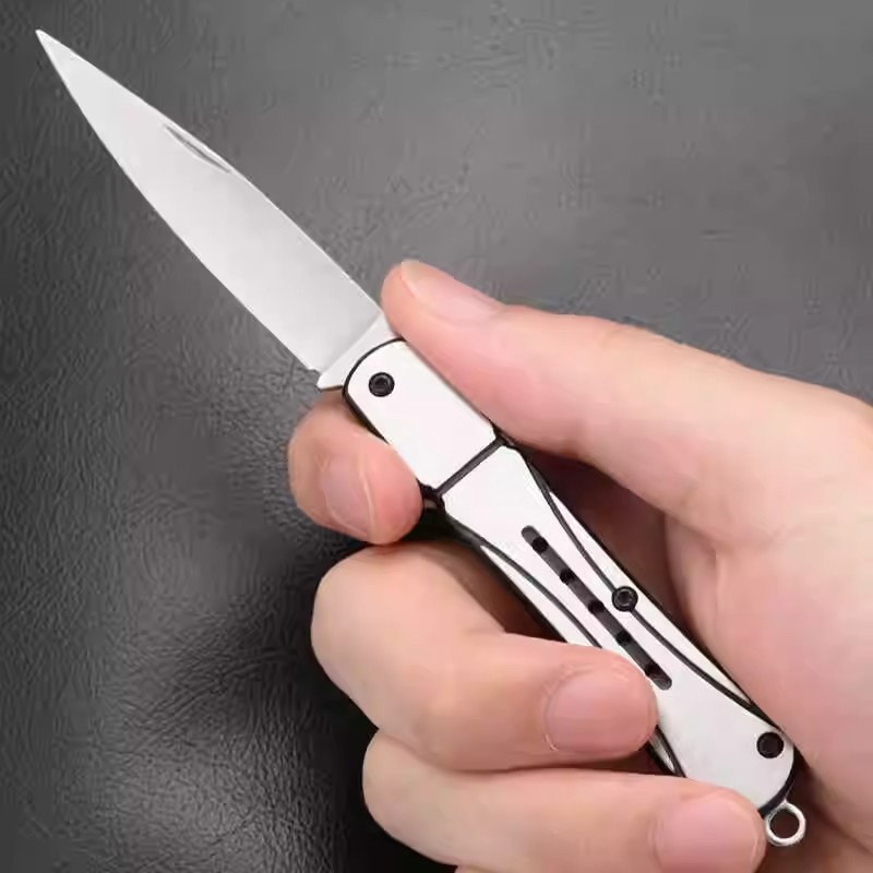 不锈钢迷你小刀高硬度锋利随身折叠刀拆快递开箱便携水果刀钥匙扣 - 图2