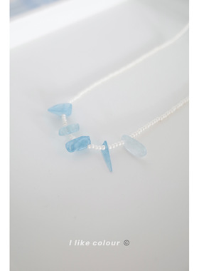 海蓝宝米珠串珠项链手链夏天饰品