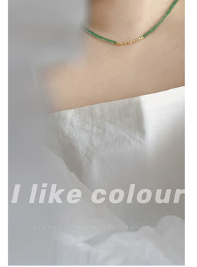 米珠项链女生法式锁骨链