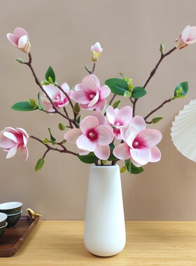 高档仿真玉兰花假花摆设客厅餐桌摆花套装新中式古典装饰品摆件