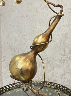 全铜手工精雕福禄如意葫芦摆件