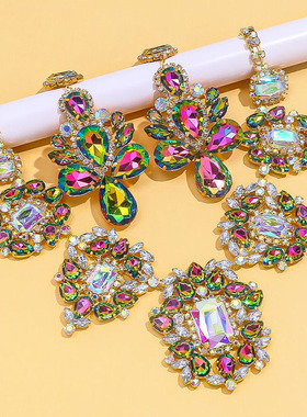 人造水晶玻璃合金铁水波链女套链