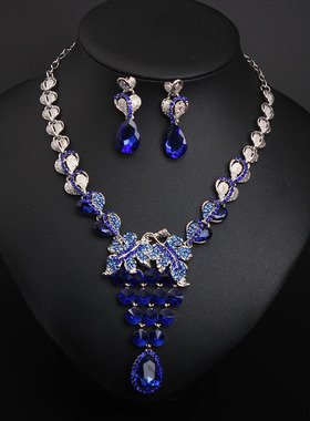 新娘镶钻宝石礼服宴会项链耳环