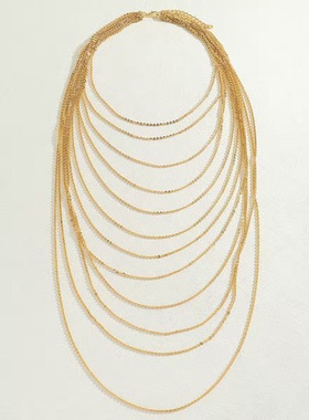 多层金属夸张宴会礼服叠戴项链女