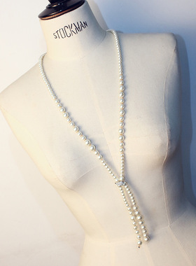 轻奢小香风珍珠毛衣链挂件韩国