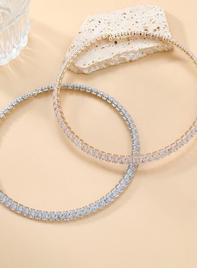 锆石合金蛇骨链女轻奢开口项圈