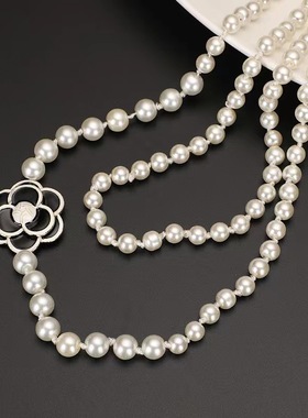 玻璃珍珠合金圆珠女百搭长项链