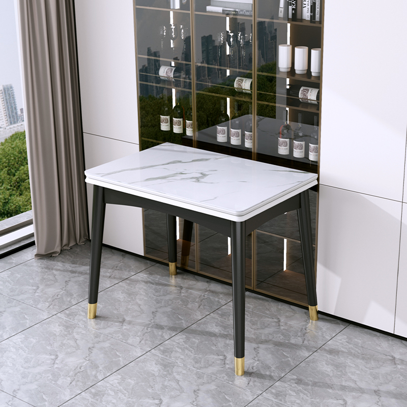 简约现代实木轻奢岩板多功能折叠餐桌椅组合小户型可伸缩厨房桌子 - 图1